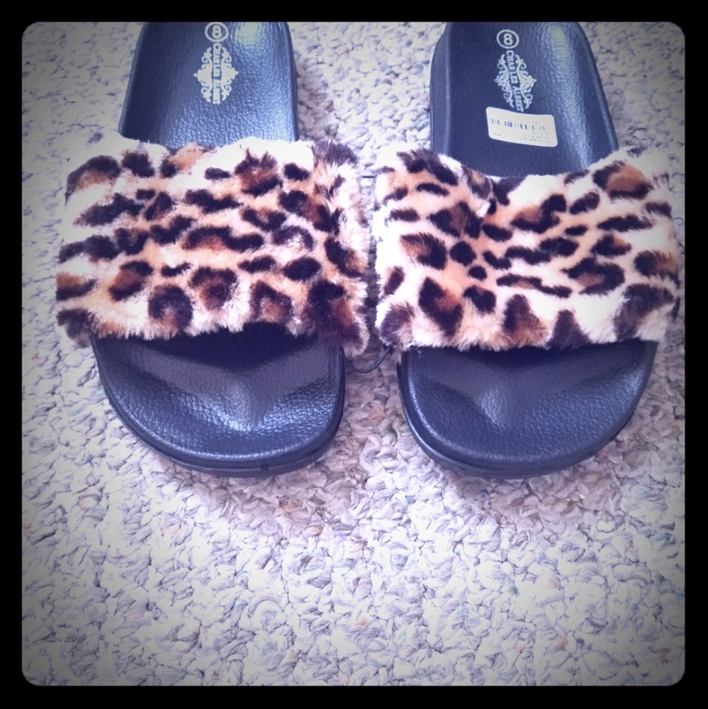 Leopard print slides